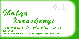 ibolya koroskenyi business card
